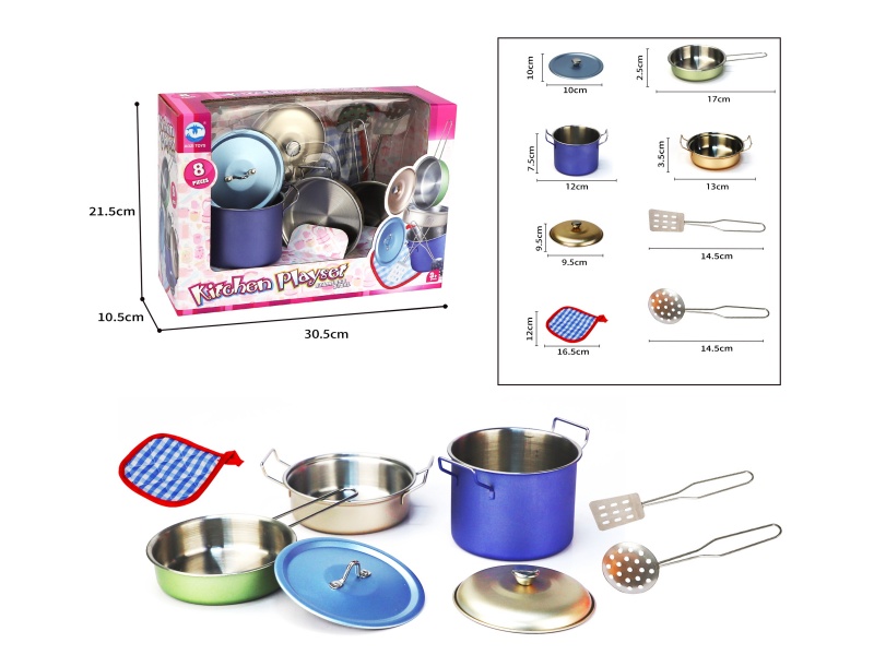 Stainless Steel Tableware Play Set 8PCS