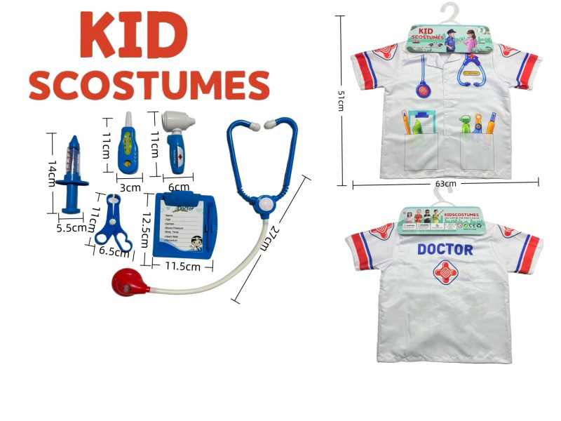 Diy Costume Role-Playing Doctor + 6-Piece Set (Thickened) White