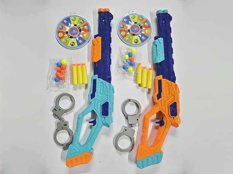 EVA Bullet & Ping Pong Ball Gun With Handcuffs, Target