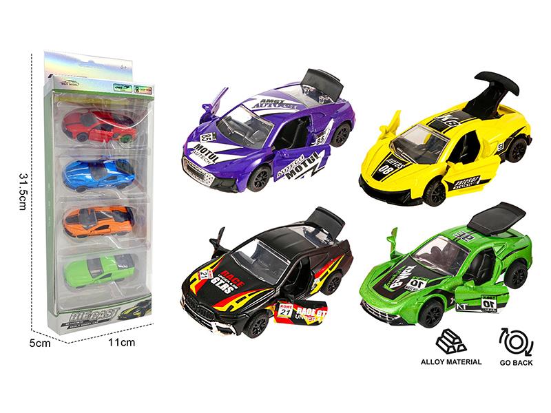 1:60 Pull Back Alloy Cars(Three Doors Can Be Opened)4PCS