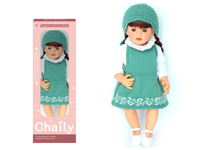 55CM Soft Glue Reborn Baby Doll(Machine Hair Transplant)With Diaper, Birth Card, Woollen Cap