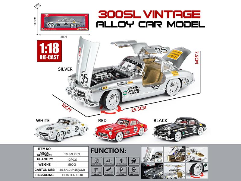 1:18 Benz 300SL Alloy Vintage Car Model