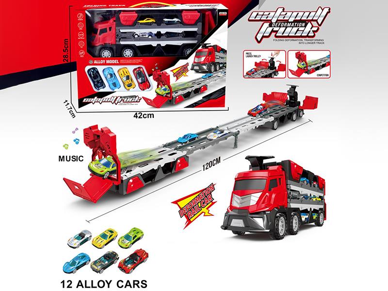 Ejection Ddeformation Rail Car With Music + 12 Alloy Cars