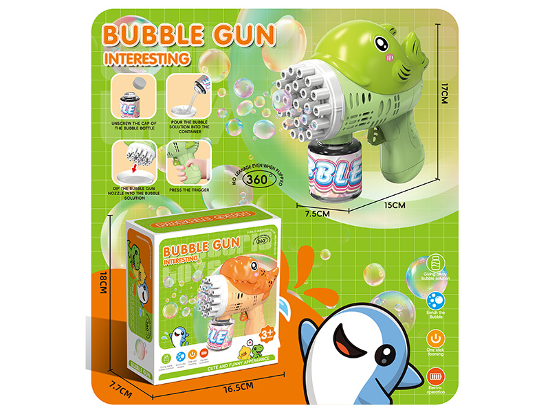 Green Whale Manual Bubble Gun