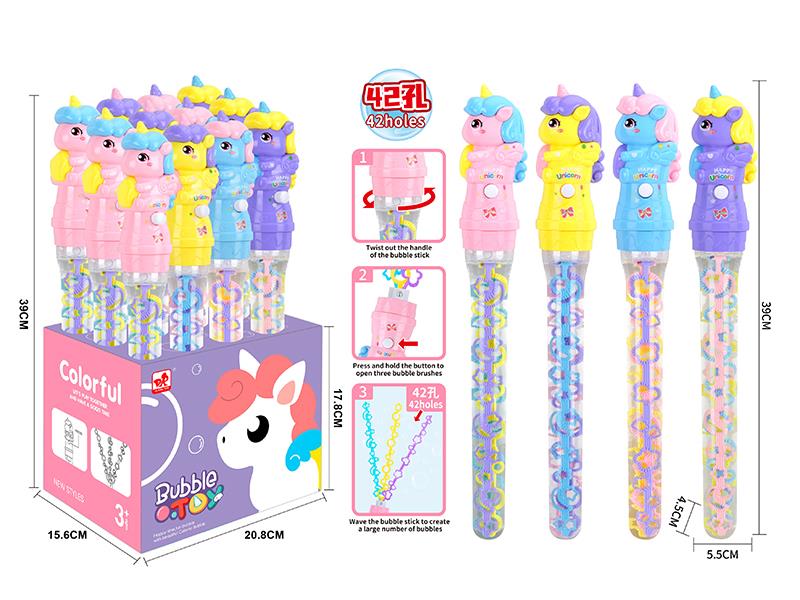 42 Holes Three Bubble Brushes Unicorn Bubble Sticks 12pcs
