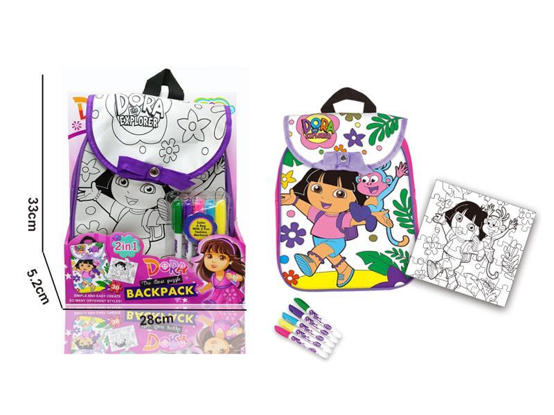 DIY Dora Coloured Drawing Bag+Puzzle