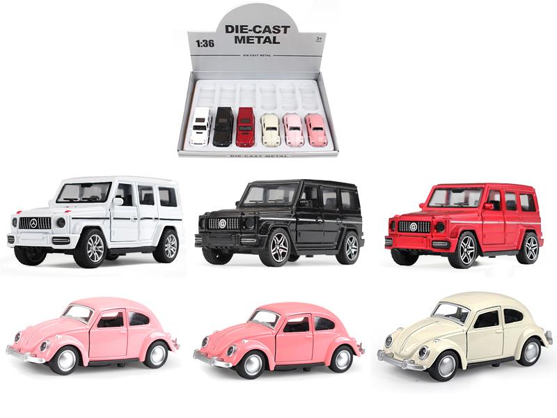 1:36 Pull Back Alloy Benz G-Class Car/Volkswagen Beetle(With Light And Music)12pcs