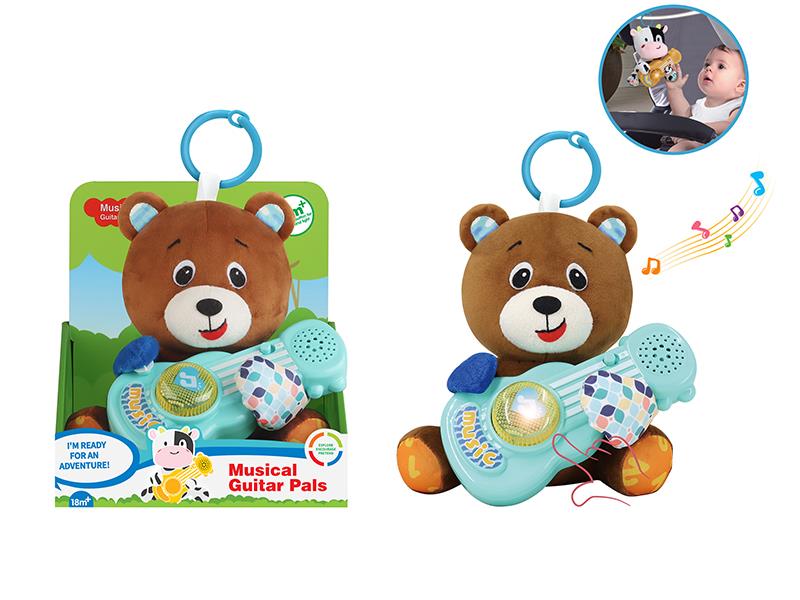 Plush Guitar Bear Soothing Toy With Light And Music