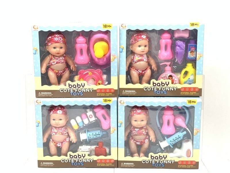 Four Mixed Sets Of 8-Inch Plush Dolls For "Play House"