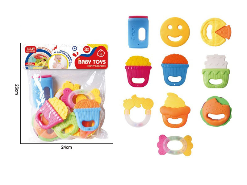 A 10-Piece Set Of Cartoon Educational And Soothing Baby Teething Toys