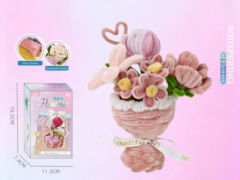 Diy Pink Heart Flower Cluster Twisty Stick Flower Basket