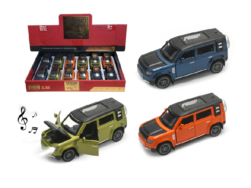 1:36 Huili Alloy Car Model - Land Rover Defender With Lights And Music (12 Pieces/Display Box) Three-Color Mixed Set