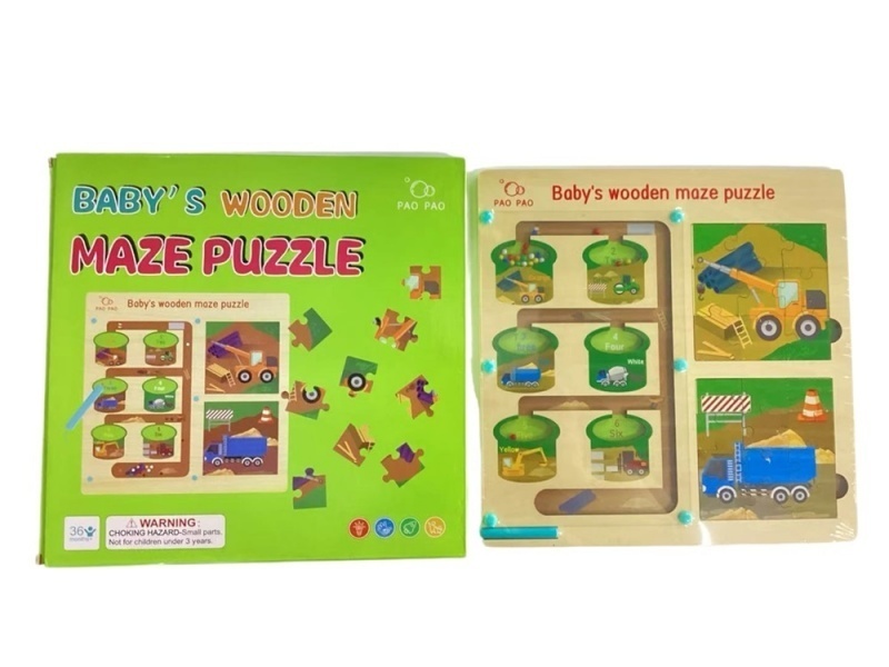 Six Wooden Puzzle Maze Pieces