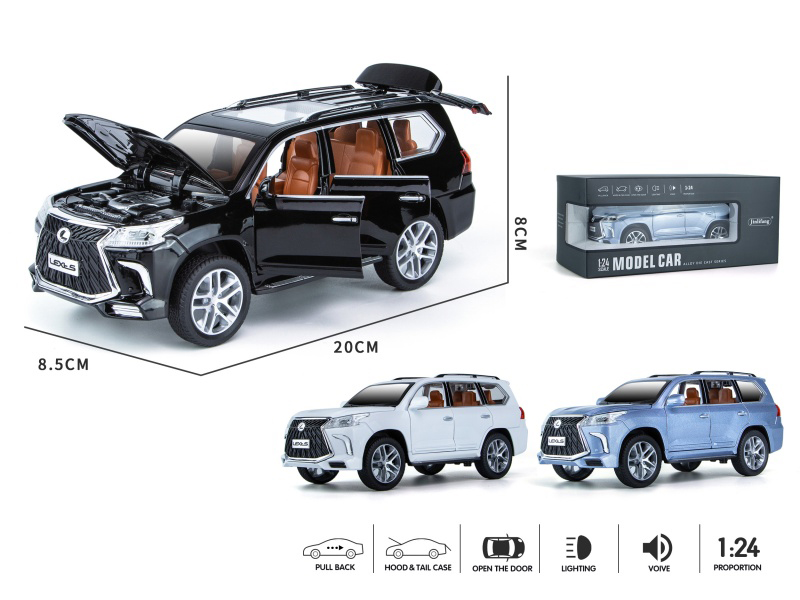 1:24 Lexus lx570 Pull Back Alloy Six-Door Car Model With Sound And Lights
