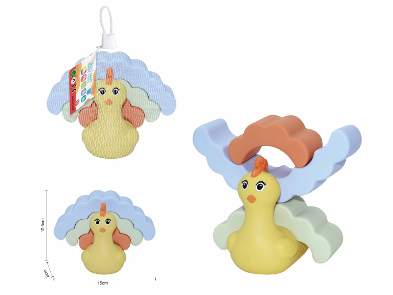 Soft Glue Peacock Stacking Toy 4pcs