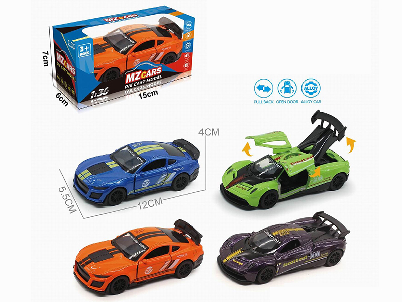 1:36 Pull Back Alloy Sports Car(3 Doors Can Open)