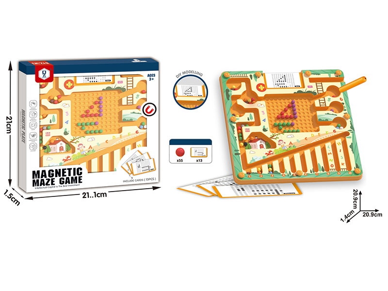 Magnetic Maze Game(13 Cards, 55 Beads)