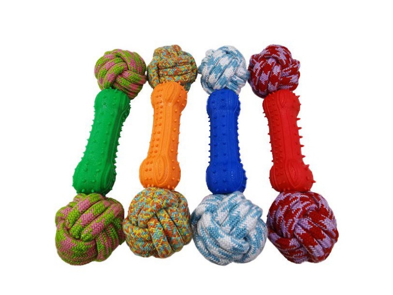 Double-Headed Cotton Rope Ball Barbell Pet Toy