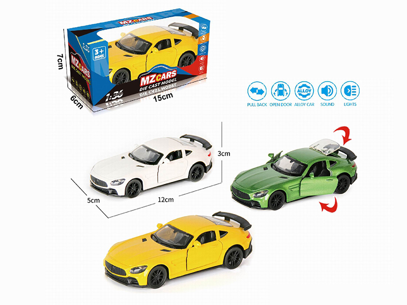 1:36 Pull Back Alloy Sports Car(3 Doors Can Open)(With Sound And Lights)