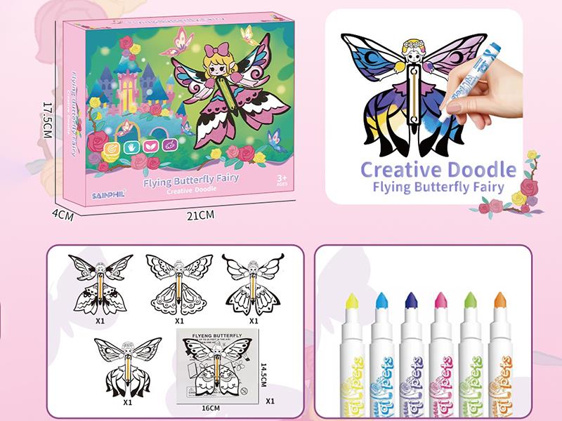 Flying Butterfly Fairy Creative Doodle