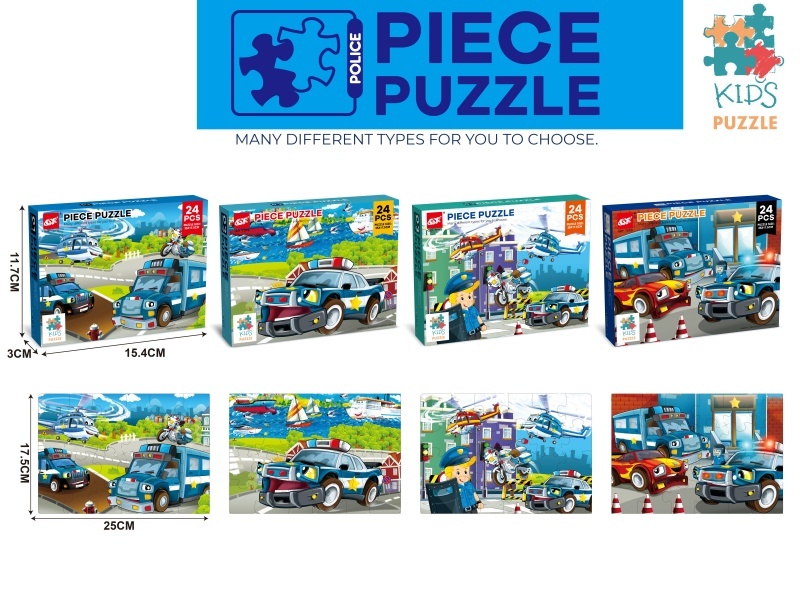 24 Police Puzzle Pieces (4 Mixed Sets)