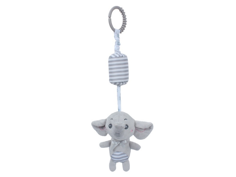Grey Elephant Baby Soothing Bell Plush Pendant