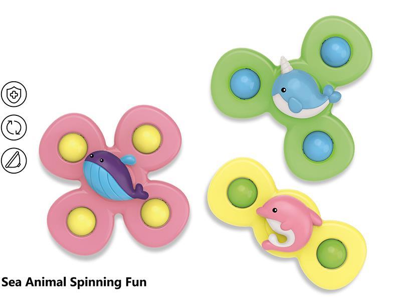 3PCS Sea Animal Sucker Spinning Bath Toys