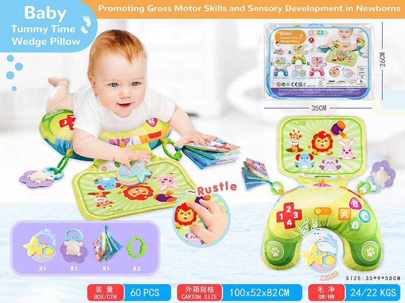 Baby Tummy Time Wedge Pillow With Music Box(Green)