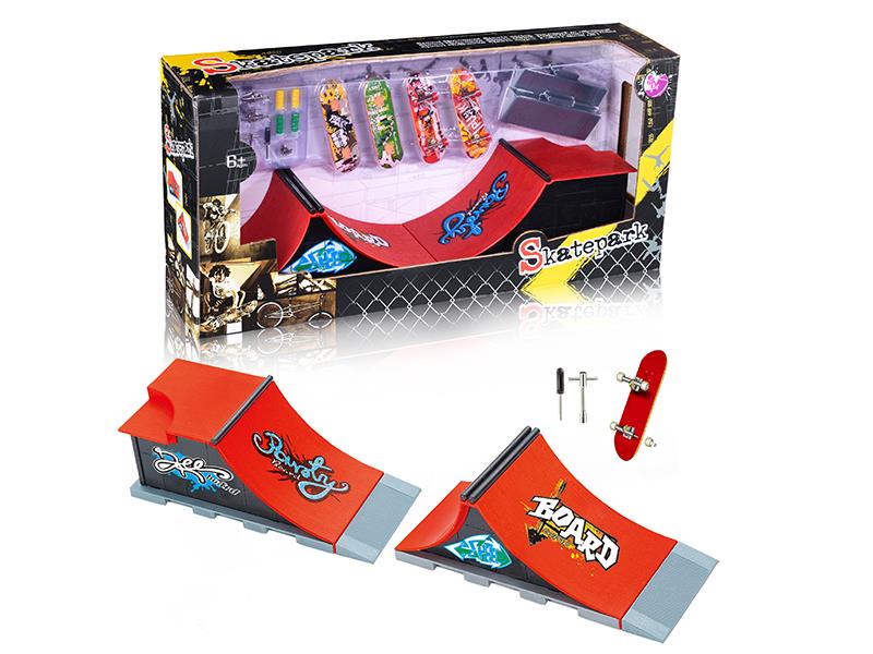 4PCS Finger Skateboard + Accessories Skate Park Set