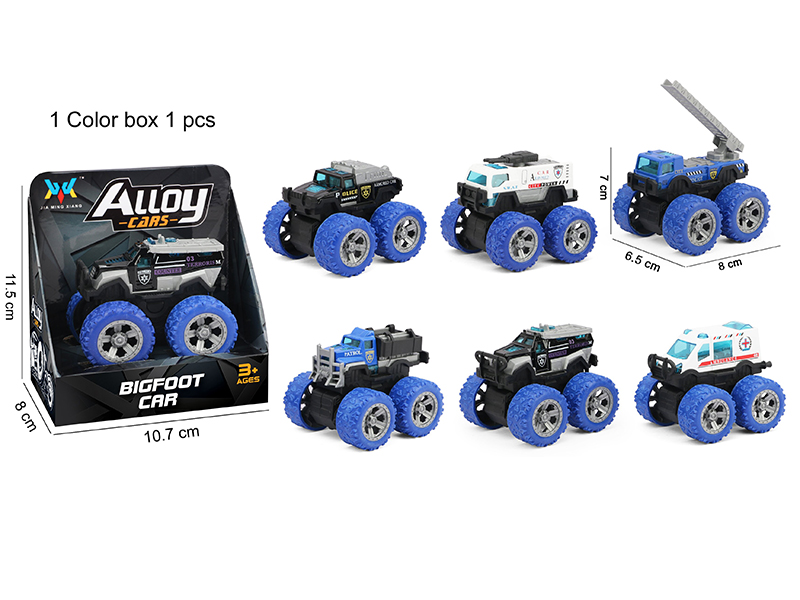 Pull Back Alloy Big Wheel Police Car