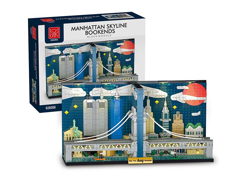 Manhattan Skyline Bookend(With Lights) Building Blocks 1771pcs