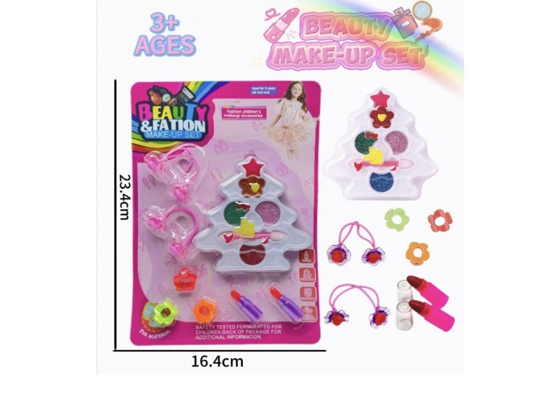 Christmas tree makeup, accessories and toys come with 3 clips +2 headbands +2 lipsticks