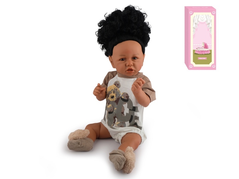 60Cm Reborn Soft Rubber High-Fidelity Baby Doll (Pp Car Hair) With Bottle, Magnetic Pacifier, Diaper, Birth Card