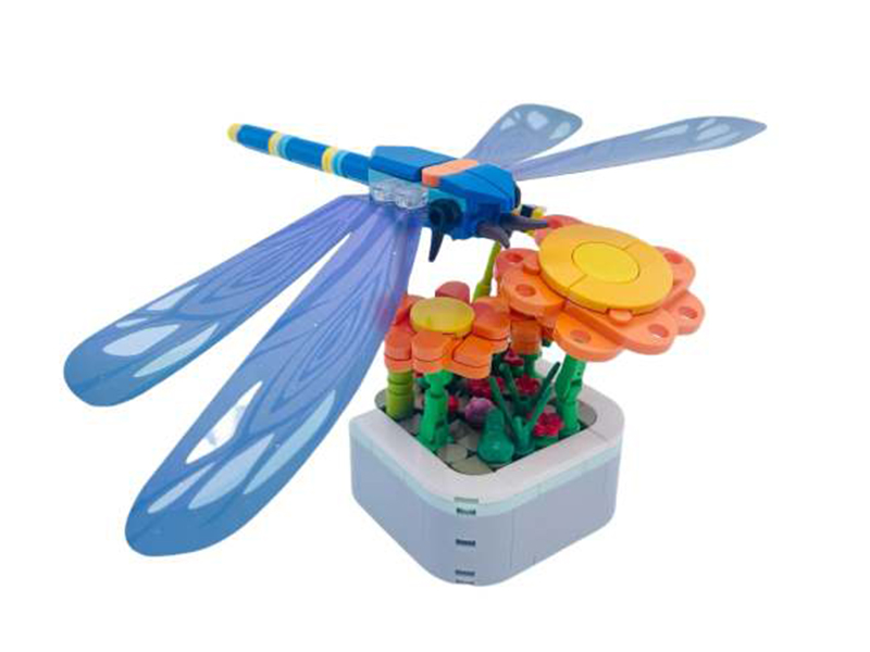 Dragonfly Sunflower Potted Plant Small Particle Building Blocks