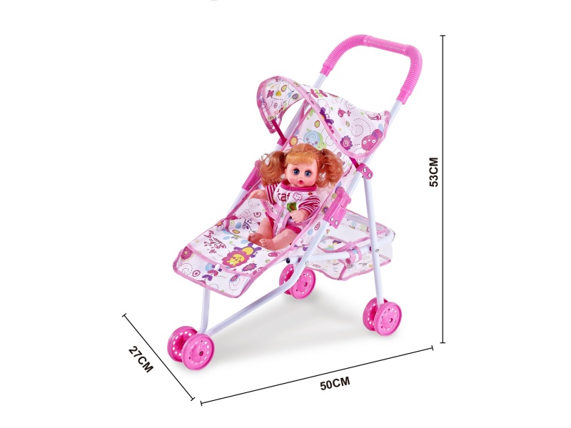 An Iron Trolley With A 10-Inch Girl'S Music Figurine