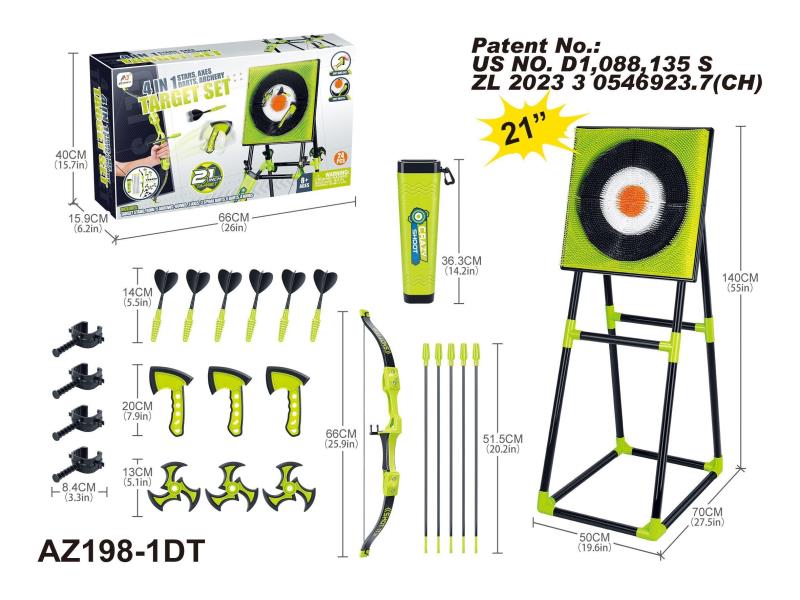 21" 4 In 1 Stars, Axes Darts, Archery Target Set