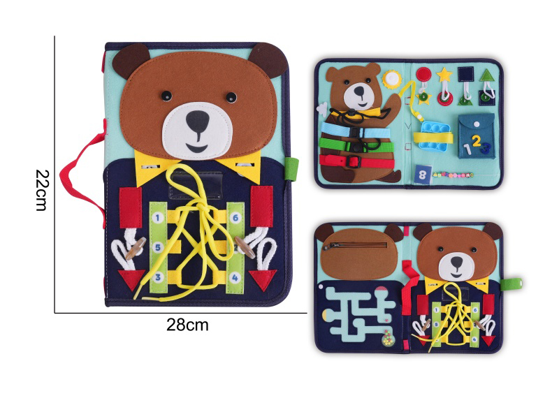 Montessori Early Childhood Education And Intelligence - Felt Single-Page Maze Bear Busy Edition