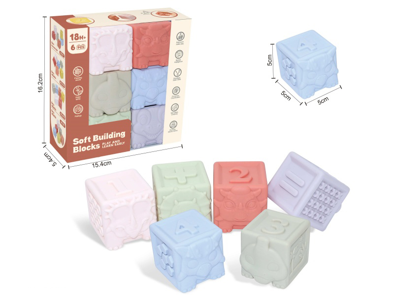 Dinosaur & Numbers Soft Building Blocks 6pcs