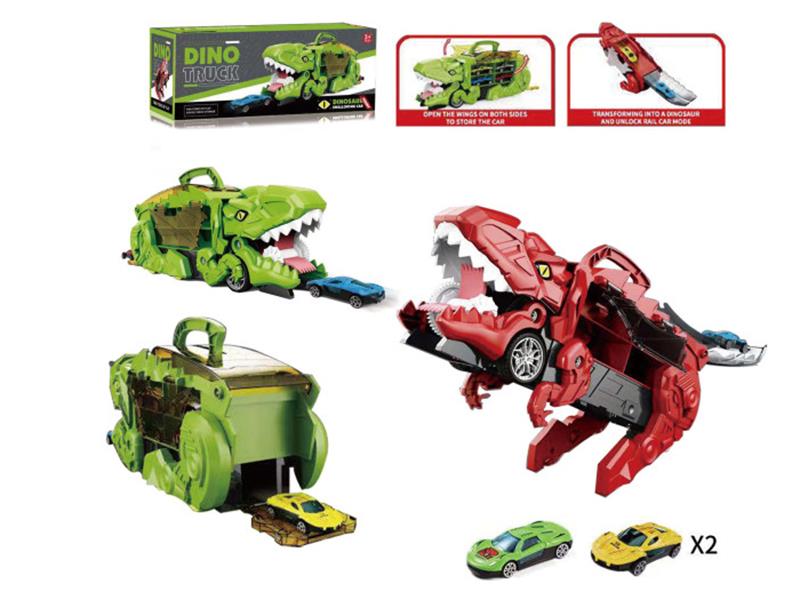 Dinosaur Track Storage Car With 2 Slide Alloy Cars
