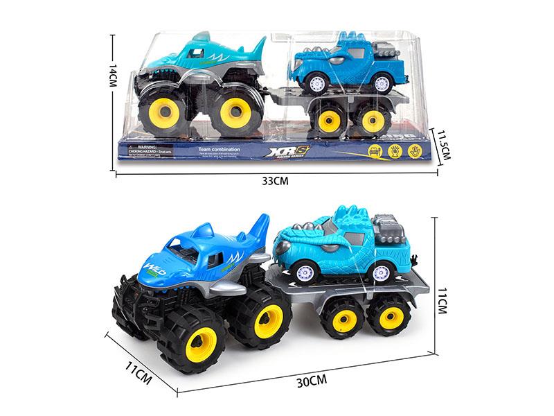 Friction Dinosaur Off-Road Vehicle Trailer Set