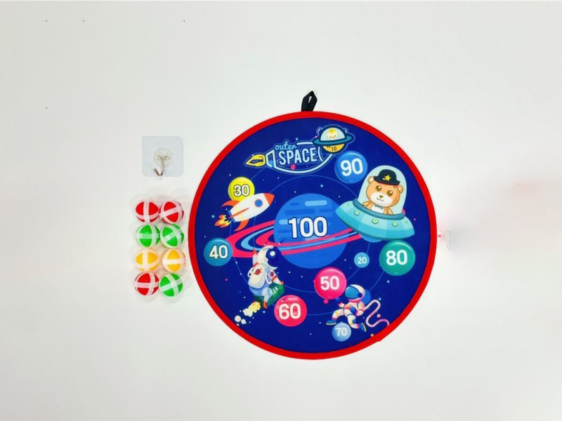 36Cm Wide Circular Target, 8 Balls, 1 Hook, Cute Tiger, Space Theme