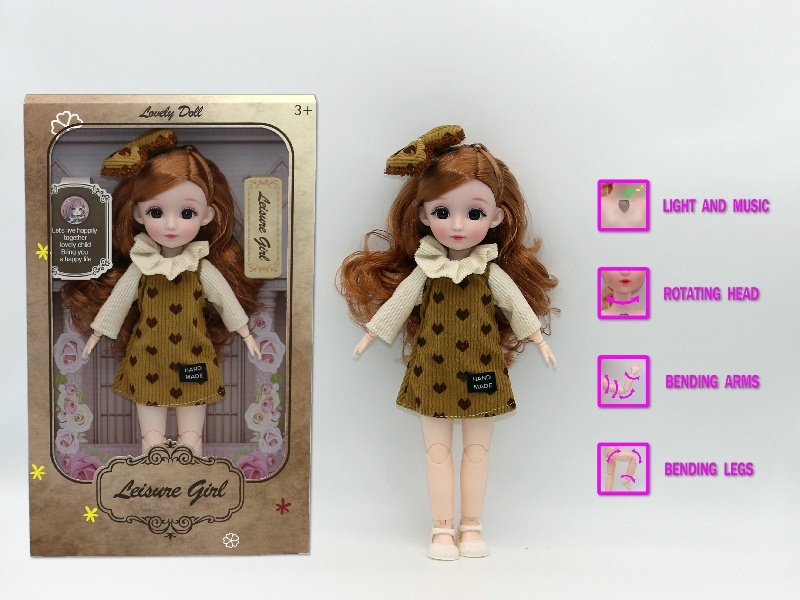 12-Inch 3D Simulation Eye 15-Joint Real-Life Music And Light Barbie Doll