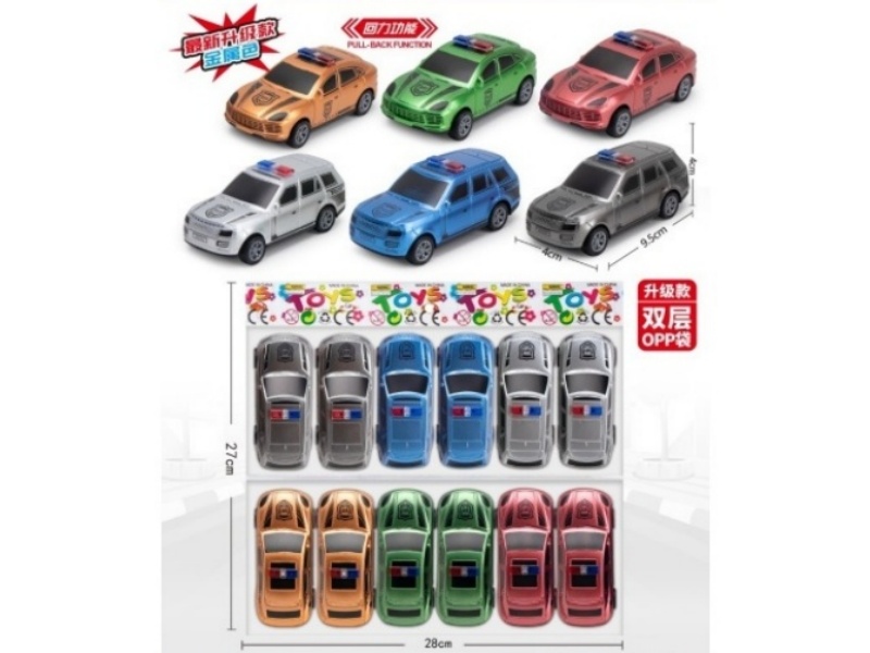 Two 6-Color Small Rebound Police Cars (Metallic Color)