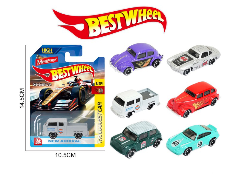 6-Piece 1:64 Classic Vintage Car, Pickup Truck Alloy Model Set