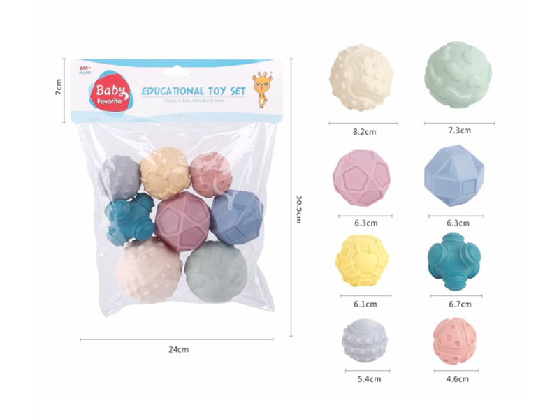 Baby Bath Toy Textured Balls (Morandi Color)8pcs