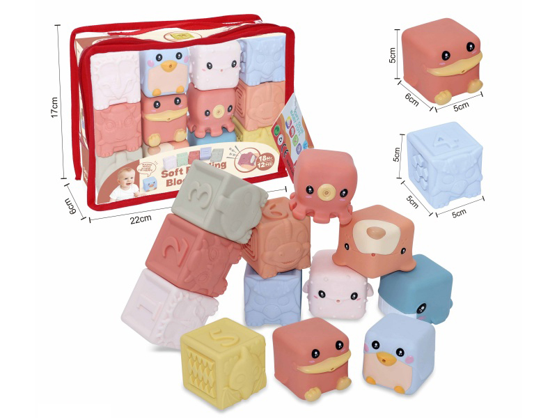 Sea Animal & Dinosaur Numbers Soft Building Blocks 12PCS