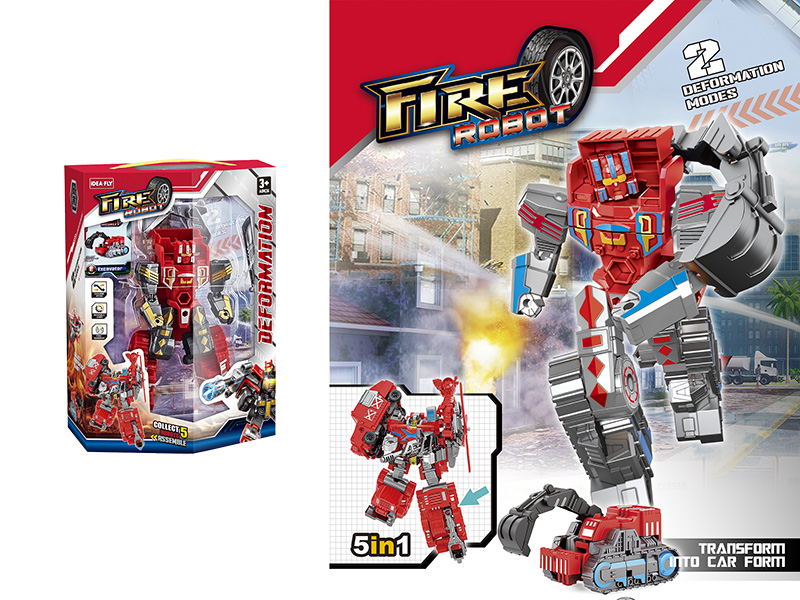 Transformation Fire Fighting Excavator Robot Toy