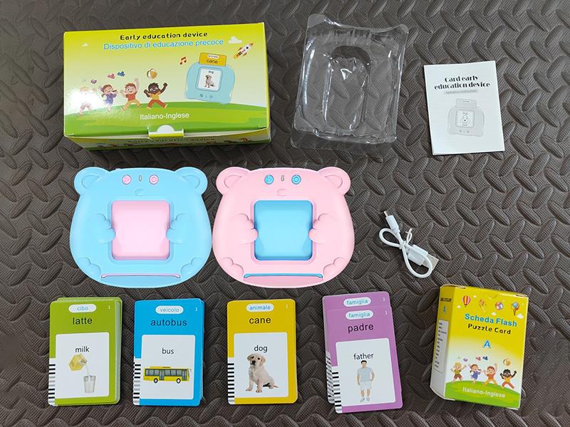 Italian + English IC - Little Bear Flash Cards Learning Machine(112 Cards)3.7V Lithium Battery