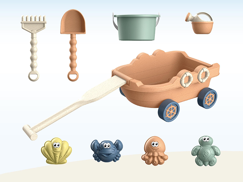 Wheat Stalk Material Beach Toy Boat Set 9pcs