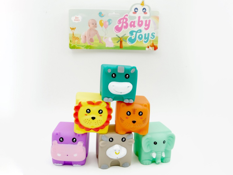 Rubber Square Animal (With Automatic Whistle)